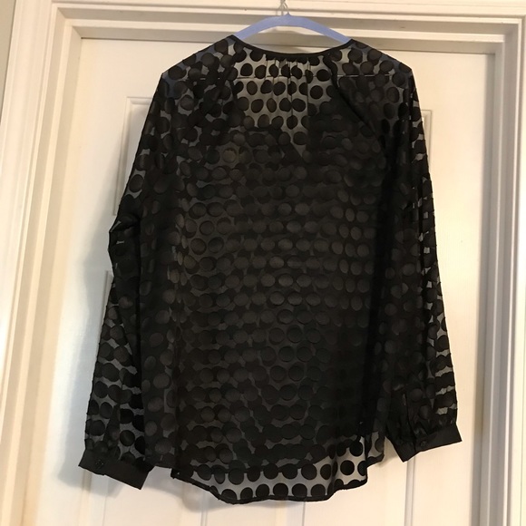 🌸 41 Hawthorn Sheer V-Neck Black Blouse - Picture 2 of 4
